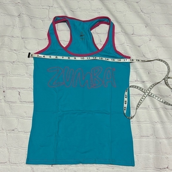 ZUMBA FITNESS sporty stretchy tank top Blue “Join the Party” XLarge NWT - Picture 5 of 8